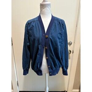 Vintage 90s denim button up cardigan jacket women’s 10 Samantha Boca Raton